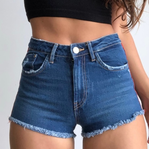 Zara Pants - Zara Denim Cutoff High Rise Short Frayed Hem Med Wash Ecological Grown Cotton-2